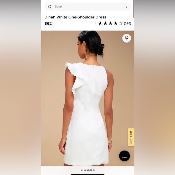 Lulus White One Shoulder Dress size M - Picture 5 of 5